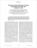 Human and animal epidemic of Yersinia enterocolitica O9 19891997 Auvergne France
