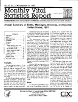 Annual Summary of Births Marriages Divorces and Deaths United States 1991