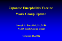 Japanese Encephalitis Vaccine Work Group update