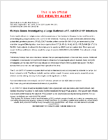 Multiple States Investigating a Large Outbreak of E coli O157H7 Infections Thursday September 14 2006 2300 EDT 1100 PM EDT