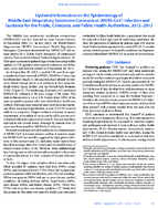 Updated Information on the Epidemiology of Middle East Respiratory Syndrome Coronavirus MERSCoV Infection and Guidance for the Public Clinicians and Public Health Authorities 20122013