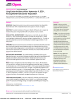 Lung Cancer Incidence After September 11 2001 Among World Trade Center Responders