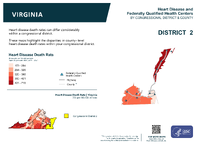 VA Congressional District 02 Heart Disease and Federally Qualified Health Centers Map 118th Congress