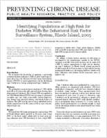 Identifying Populations at High Risk for Diabetes With the Behavioral Risk Factor Surveillance System Rhode Island 2003