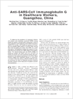 AntiSARSCoV Immunoglobulin G in Healthcare Workers Guangzhou China