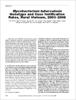 Mycobacterium tuberculosis Genotype and Case Notification Rates Rural Vietnam 20032006