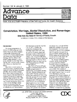 Cohabitation Marriage Marital Dissolution and Remarriage United States 1988