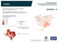 TX Congressional District 09 Heart Disease and Federally Qualified Health Centers Map 118th Congress