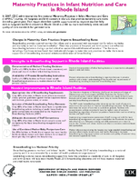 Maternity Practices in Infant Nutrition and Care mPINC in Rhode Island 2010
