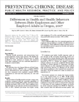 Differences in Health and Health Behaviors Between State Employees and Other Employed Adults in Oregon 2007