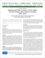 National and State Attitudes of US Adults Toward TobaccoFree School Grounds 20092010