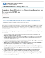 SymptomBased Strategy to Discontinue Isolation for Persons with COVID19 Decision Memo May 3 2020