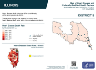 IL Congressional District 09 Heart Disease and Federally Qualified Health Centers Map 119th Congress