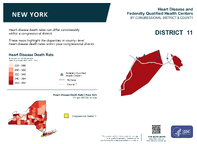 NY Congressional District 11 Heart Disease and Federally Qualified Health Centers Map 118th Congress
