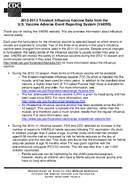 20122013 Trivalent Influenza Vaccine Data from the US Vaccine Adverse Event Reporting System VAERS