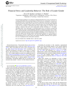 Financial Stress and Leadership Behavior The Role of Leader Gender