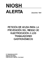 NIOSH Alerta Peticin de ayuda para la prevencin del riesgo de electrocucin a los trabajadores gastronmicos