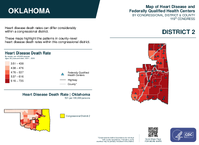 OK Congressional District 02 Heart Disease and Federally Qualified Health Centers Map 119th Congress