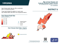 VA Congressional District 06 Heart Disease and Federally Qualified Health Centers Map 119th Congress