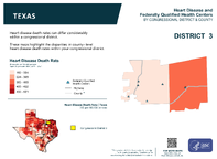TX Congressional District 03 Heart Disease and Federally Qualified Health Centers Map 118th Congress