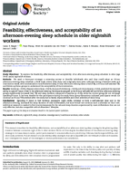 Feasibility Effectiveness and Acceptability of an AfternoonEvening Sleep Schedule in Older Nightshift Workers