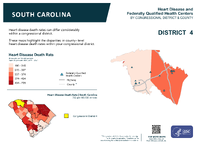 SC Congressional District 04 Heart Disease and Federally Qualified Health Centers Map 118th Congress