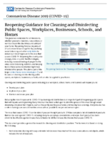 Reopening Guidance for Cleaning and Disinfecting Public Spaces Workplaces Businesses Schools and Homes April 28 2020