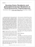 Nursing Home Residents and Enterobacteriaceae Resistant to ThirdGeneration Cephalosporins