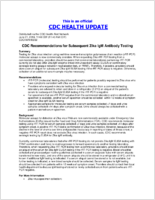 CDC Recommendations for Subsequent Zika IgM Antibody Testing June 21 2016 1140 EDT 1140 AM EDT