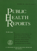 Public Health Reports  v 76 no 9 September 1961  cover