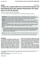 Compare the Marginal Effects for Environmental Exposure and Biomonitoring Data with Repeated Measurements and Values Below the Limit of Detection