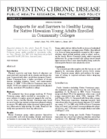 Supports for and Barriers to Healthy Living for Native Hawaiian Young Adults Enrolled in Community Colleges
