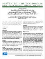 Rural Food and Physical Activity Assessment Using an Electronic TabletBased Application New York 20132014