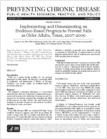Implementing and Disseminating an EvidenceBased Program to Prevent Falls in Older Adults Texas 20072009