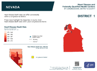 NV Congressional District 01 Heart Disease and Federally Qualified Health Centers Map 118th Congress