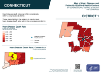 CT Congressional District 01 Heart Disease and Federally Qualified Health Centers Map 119th Congress