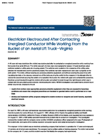 Electrician Electrocuted After Contacting Energized Conductor While Working From the Bucket of an Aerial Lift TruckVirginia FACE 9225