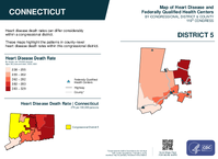 CT Congressional District 05 Heart Disease and Federally Qualified Health Centers Map 119th Congress