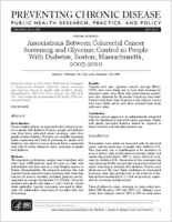 Associations Between Colorectal Cancer Screening and Glycemic Control in People With Diabetes Boston Massachusetts 20052010