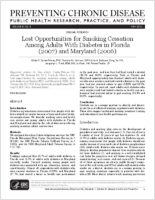 Lost Opportunities for Smoking Cessation Among Adults With Diabetes in Florida 2007 and Maryland 2006