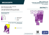 MS Congressional District 01 Stroke and Federally Qualified Health Centers Map 119th Congress