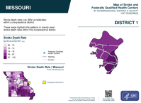 MO Congressional District 01 Stroke and Federally Qualified Health Centers Map 119th Congress