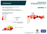 KY Congressional District 04 Heart Disease and Federally Qualified Health Centers Map 118th Congress