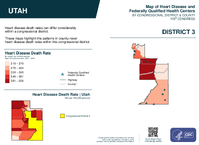 UT Congressional District 03 Heart Disease and Federally Qualified Health Centers Map 119th Congress