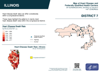 IL Congressional District 07 Heart Disease and Federally Qualified Health Centers Map 119th Congress