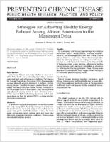 Strategies for Achieving Healthy Energy Balance Among African Americans in the Mississippi Delta