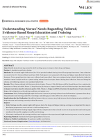 Understanding Nurses Needs Regarding Tailored EvidenceBased Sleep Education and Training