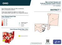 OH Congressional District 01 Heart Disease and Federally Qualified Health Centers Map 119th Congress