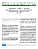 Hypertension Among US Adults by Disability Status and Type National Health and Nutrition Examination Survey 20012010