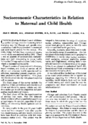 Socioeconomic characteristics in relation to maternal and child health